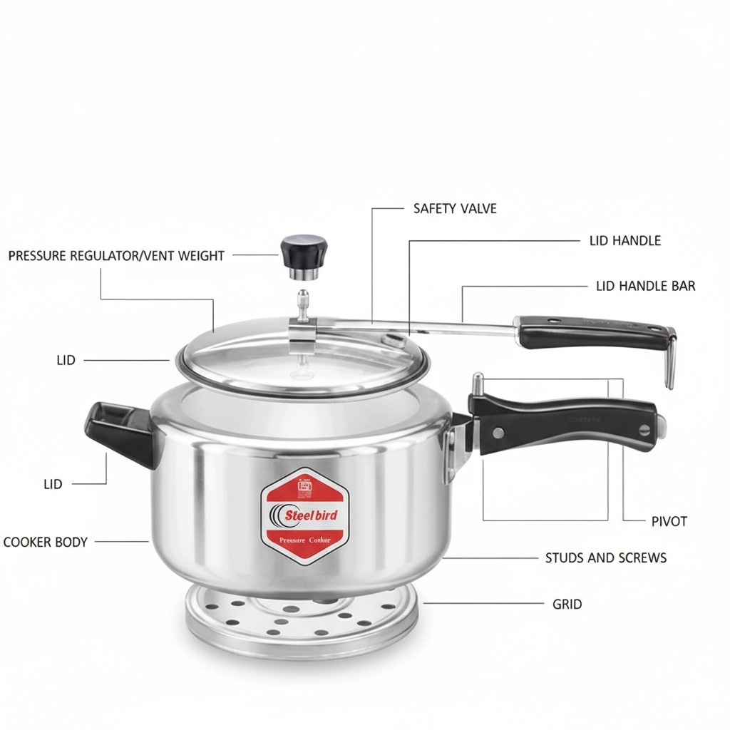 Parts of Steel Bird Pressure Cooker