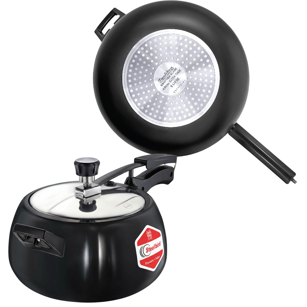 Steelbird mexa black ib with ss lid 5.5 ltr