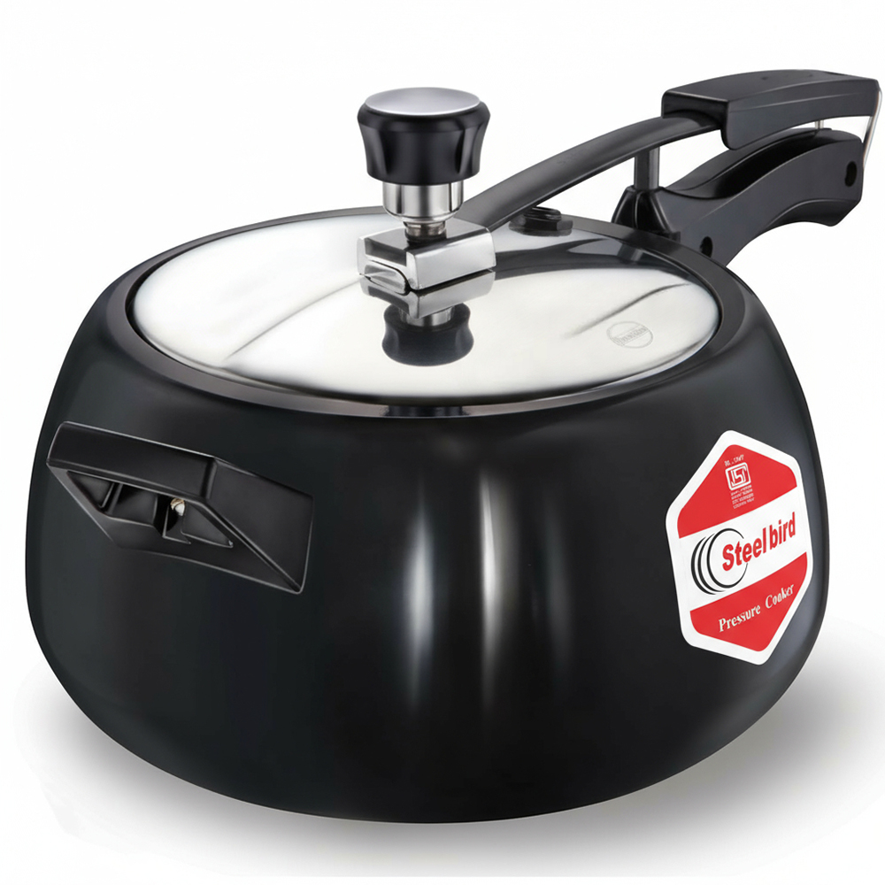 Steelbird mexa black with black lid 5.5 ltr