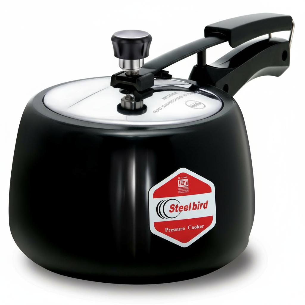 Steelbird mexa black with black lid 3.5 ltr